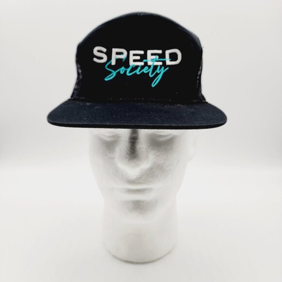 Speed Society Hat Men's Black Mesh Snapback Adjustable Hex Collection Racing Cap - Picture 2 of 8